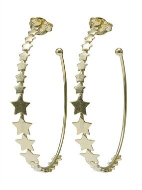 Sheila Fajl Altair Star Hoops in Brushed 18k Gold